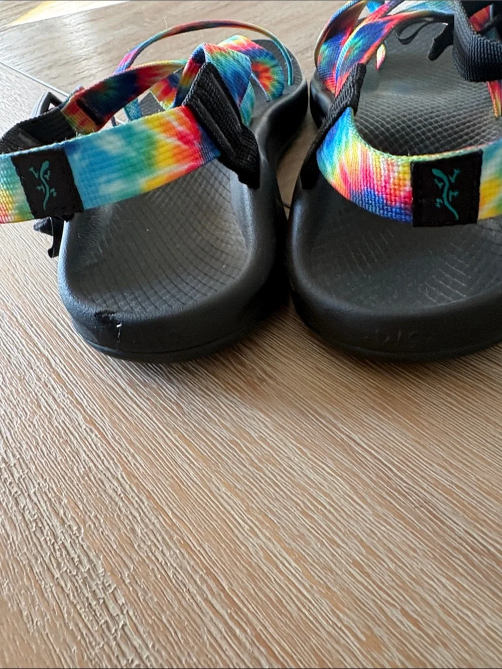 Chaco Tie-Dye Rainbow Strap Sandals with Black Footbed